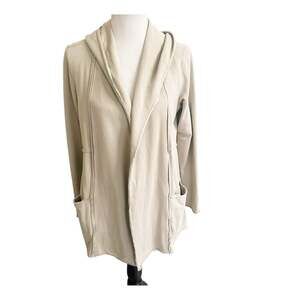 Cut Loose Women’s Open Front Cardigan Hooded Patch Pockets Tan Size Medium